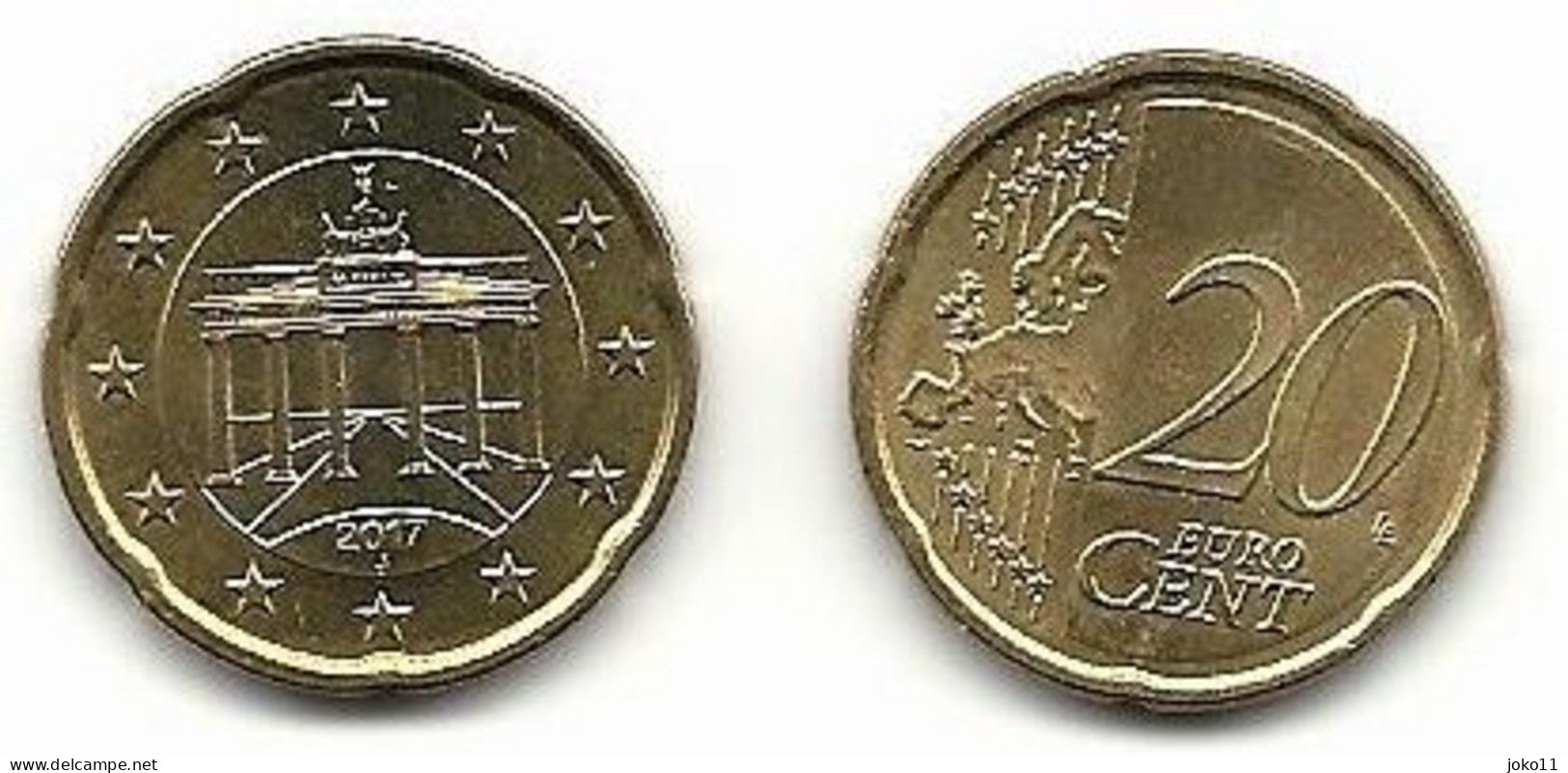 20 Cent, 2017,  Prägestätte (J),  Vz, Sehr Gut Erhaltene Umlaufmünzen - Allemagne