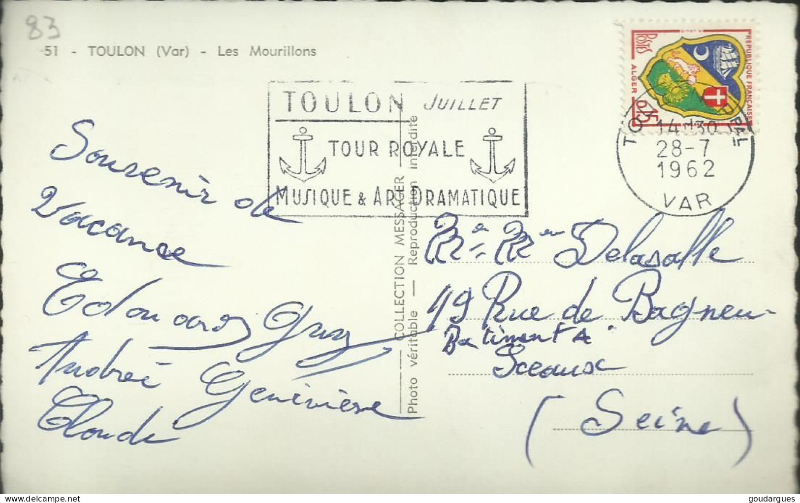 Toulon - Les Mourillons - Flamme De Toulon "Juillet Tour Royale Musique &  Art Dramatique" 1962 - (P) - Toulon