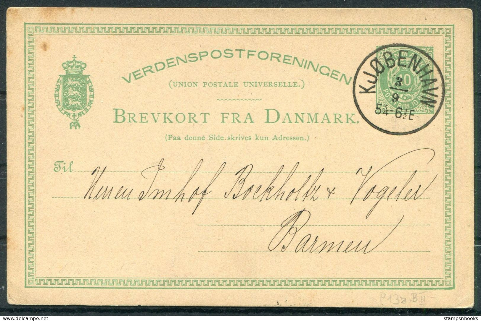 Denmark 10 Ore Stationery Postcard Copenhagen   - Brieven En Documenten