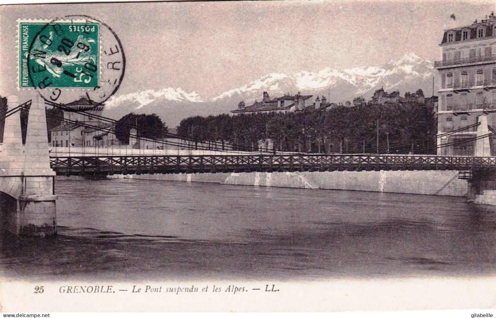38 - Isere -  GRENOBLE -  Le Pont Suspendu Et Les Alpes - Grenoble