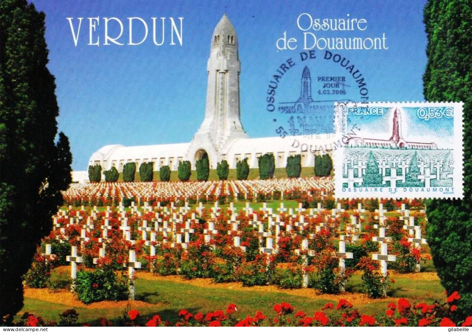 55 - Meuse -  VERDUN - Ossuaire De Douaumont - Timbre Et Cachet Commemoratifs - Verdun
