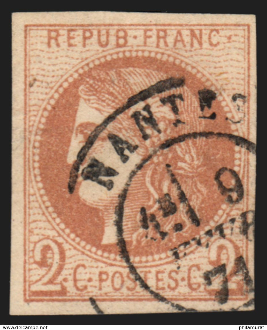 N°40B, Cérès Bordeaux 2c Brun-rouge, Oblitéré Càd NANTES - TB - 1870 Ausgabe Bordeaux