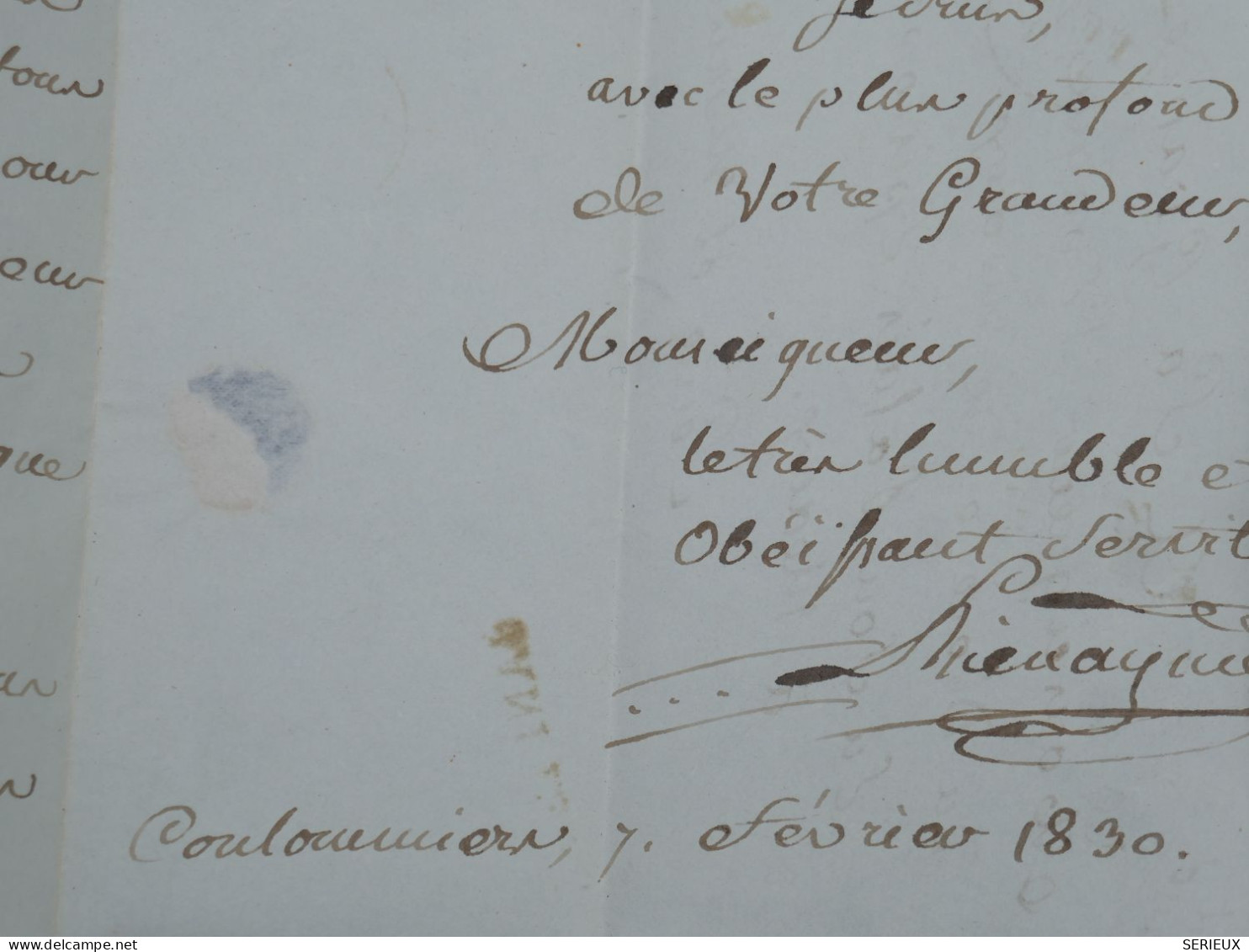 DP2 FRANCE  LETTRE RR PORT PAYé   1830 PETIT BUREAU COULOMMIERS +A M. L EVEQUE +AFF. INTERESSANT++ - 1801-1848: Précurseurs XIX