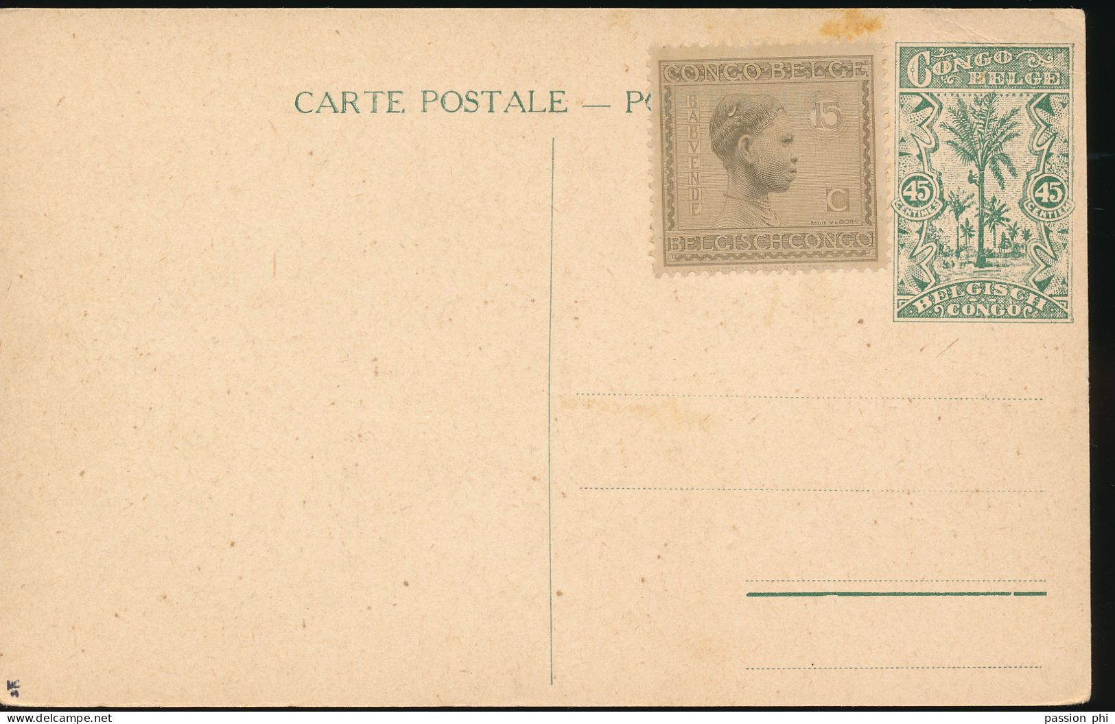 ZAC BELGIAN CONGO  PPS SBEP 66 VIEW 15 UNUSED - Postwaardestukken