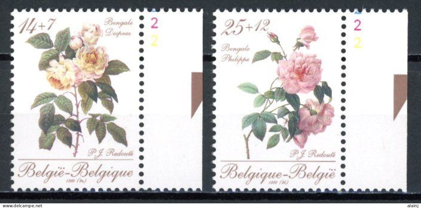 BE  2353 - 2354  XX   ----   Promotion De La Philatélie : Roses De Redouté   --   N° De Planche 2 - 1981-1990