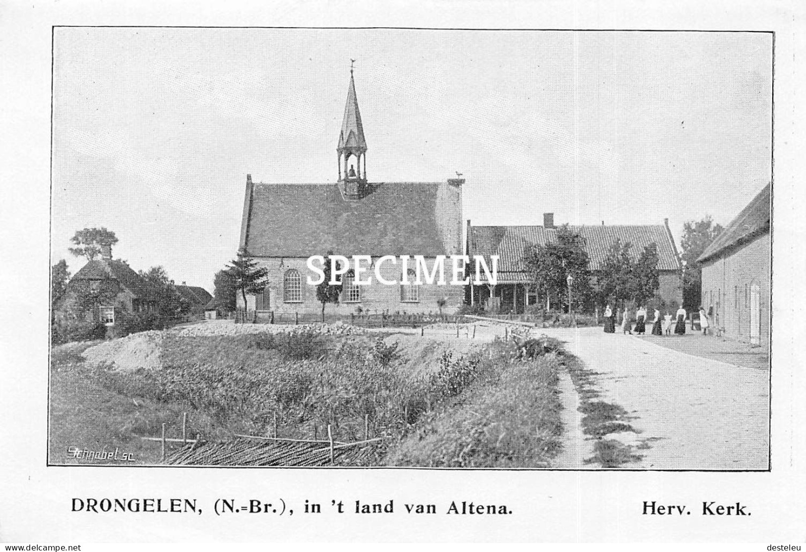 Prent - In 't Land Van Altena - Drongelen - Herv. Kerk  - 8.5x12.5 Cm - Other & Unclassified