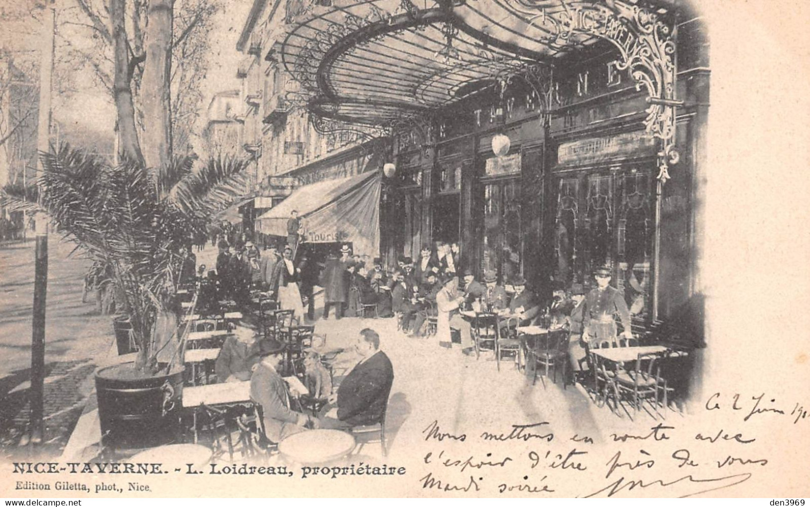 NICE (Alpes-Maritimes) - Taverne L. Loidreau - Précurseur Voyagé 1902 (2 Scans) - Cafés, Hôtels, Restaurants