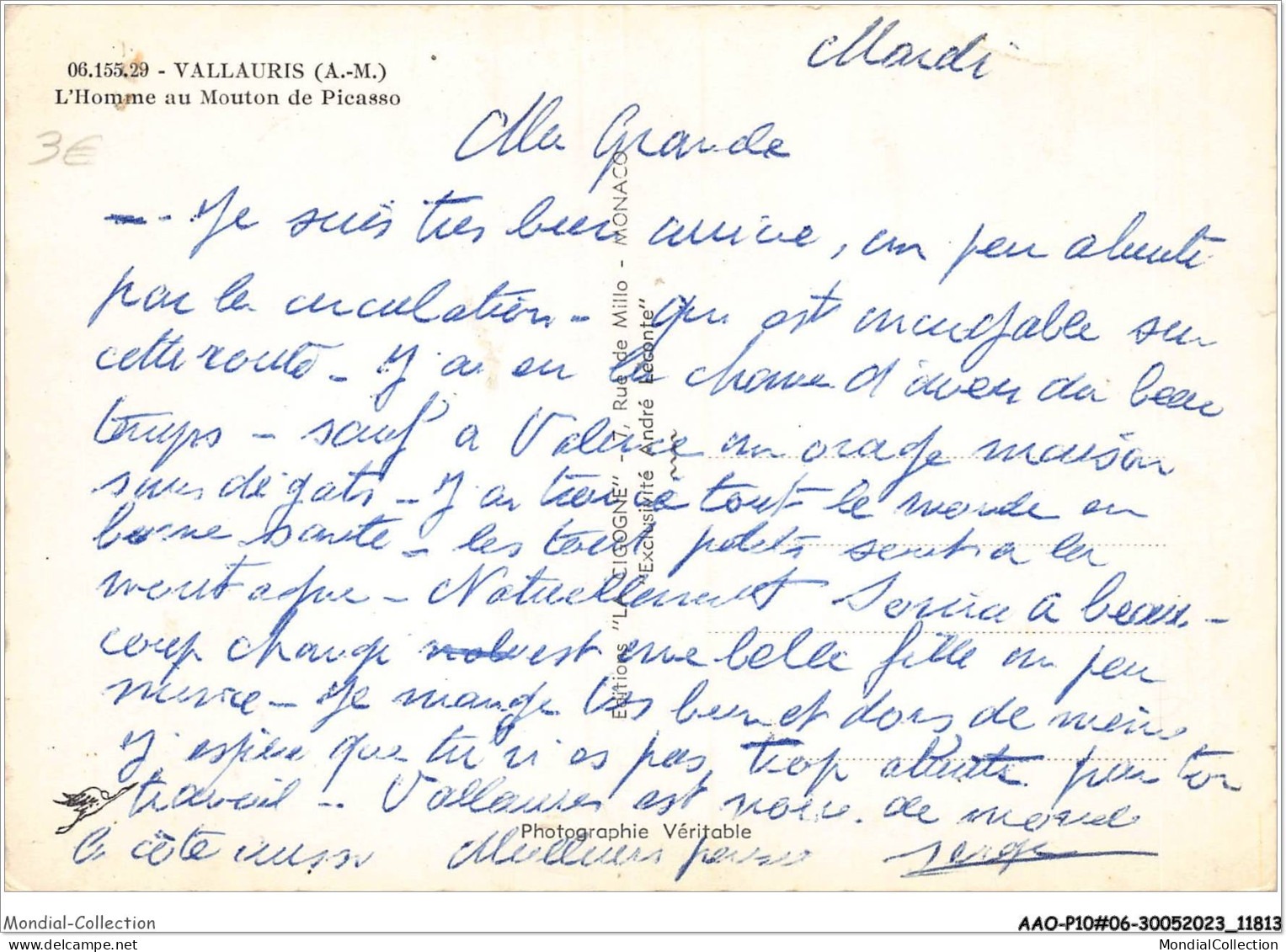 AAOP10-06-0862 - VALLAURIS - L'Homme Au Mouton De Picasso - Vallauris