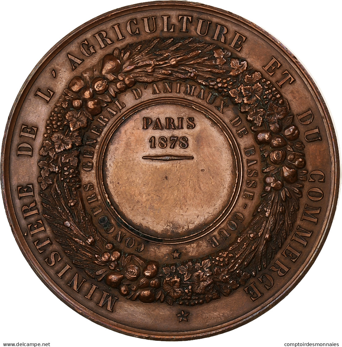 France, Médaille, Concours Général D'Animaux Et De Basse-Cour, Paris, 1878 - Autres & Non Classés