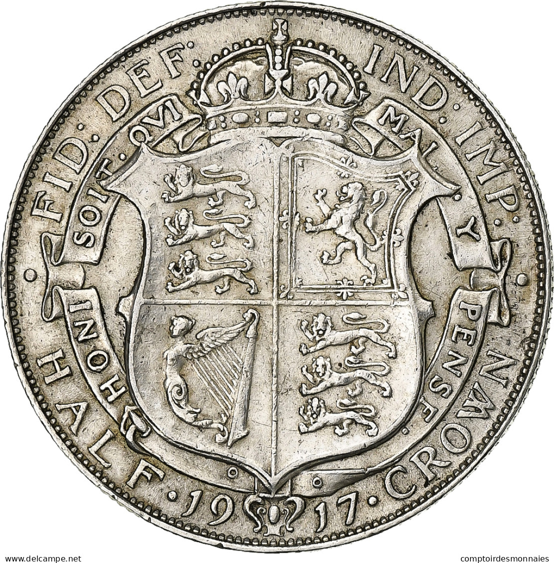 Monnaie, Grande-Bretagne, George V, 1/2 Crown, 1917, TTB+, Argent, KM:818.1 - K. 1/2 Crown
