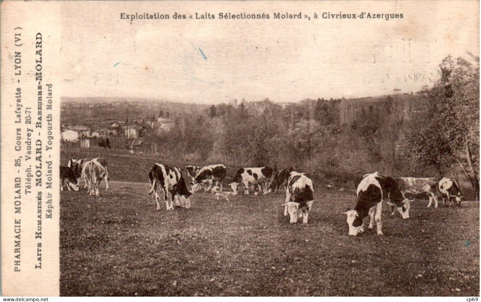 Civrieux-D'Azergues Canton Limonest Exploitation Des Laits Sélectionnés Molard Rhône 69380 Cpa Voyagée En TB.Etat - Autres & Non Classés