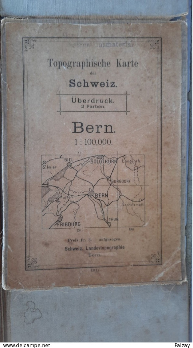 Carte Géographique Topographique De Bern Schweiz Suisse De 1910   57 Cm X 80 Cm - Andere & Zonder Classificatie