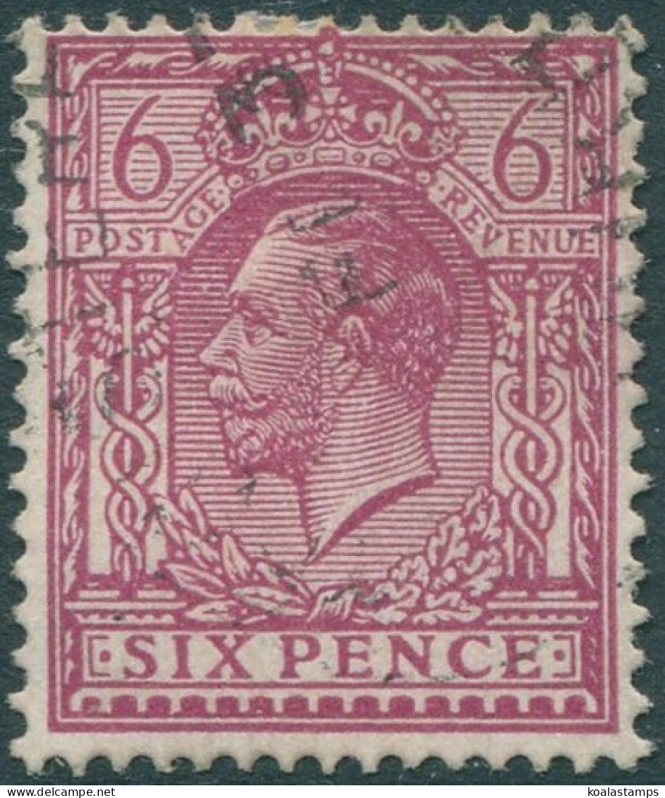 Great Britain 1912 SG385a 6d Reddish Purple KGV P14 #3 FU (amd) - Non Classificati