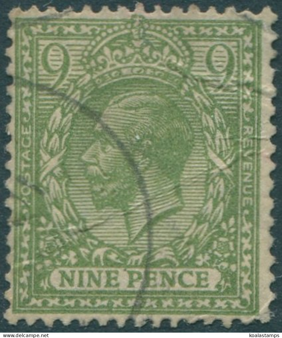 Great Britain 1924 SG427 9d Olive-green KGV Crease FU (amd) - Unclassified