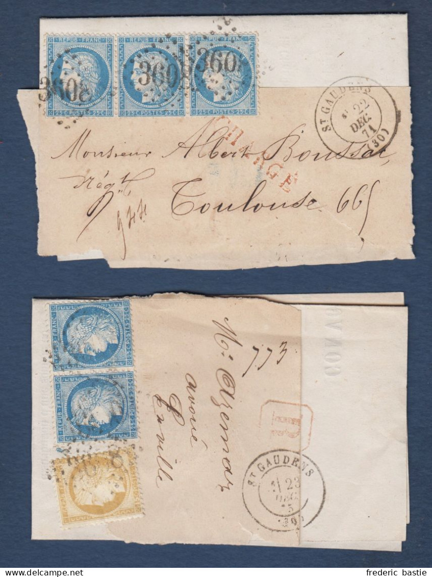 Cérès - 2 Lettres , Convocation Au Tribunal De St Gaudens - 1871-1875 Cérès