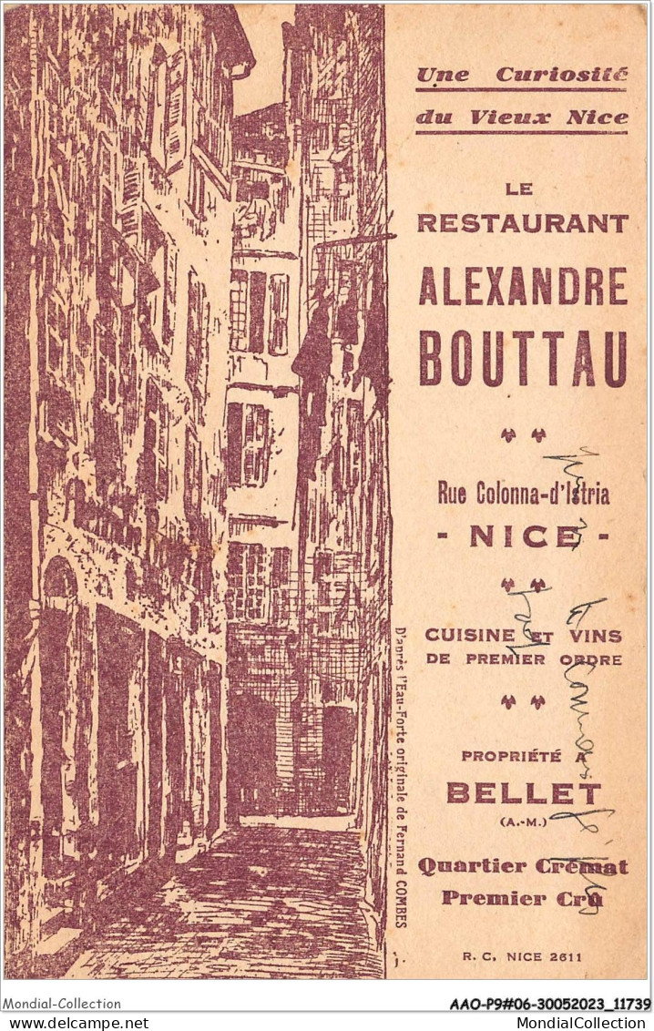 AAOP9-06-0823 - Une Curiosité Du Vieux NICE - Le Restaurant Alexandre Bouttau - Cafés, Hotels, Restaurants