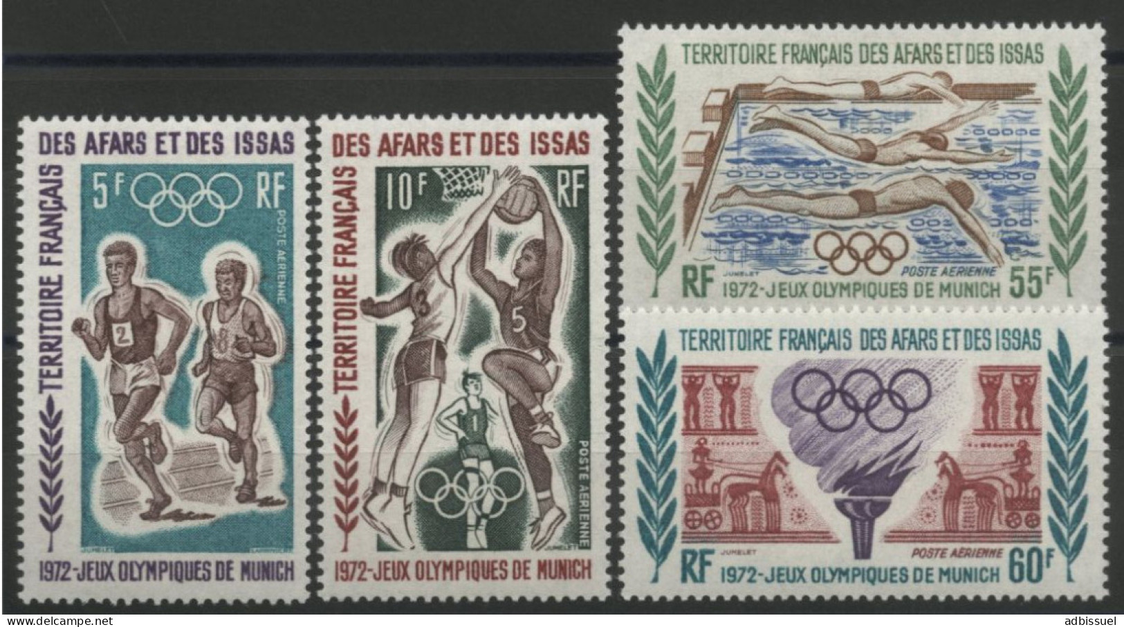AFARS Et ISSAS POSTE AERIENNE PA N° 72 à 75 Neufs ** (MNH) "Jeux Olympiques Munich 1972" Qualité TB. - Ongebruikt