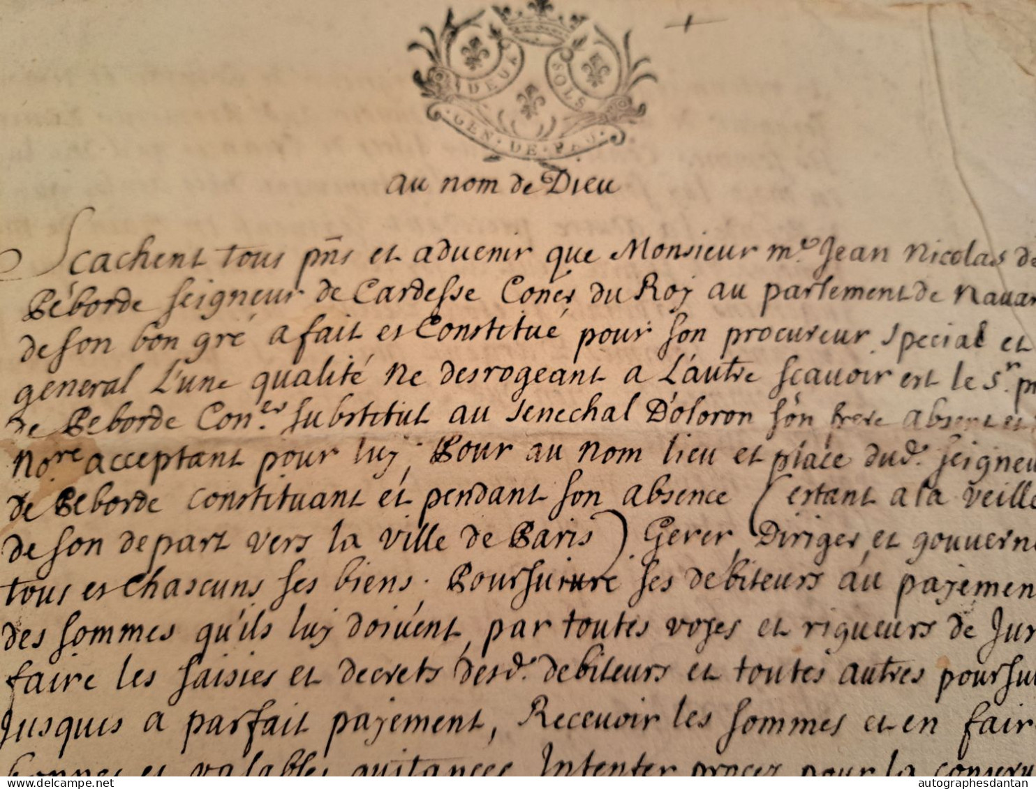 ● Généralité De Pau 1733 Seigneur De Cardesse Parlement De Navarre - Sénéchal D'Oloron - Aubertin Cachet Basses Pyrénées - Timbri Generalità