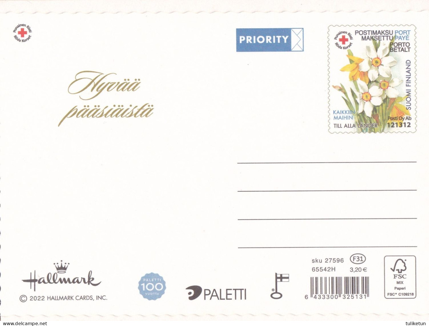 Postal Stationery - Easter Flowers - Daffodils - Narcissus - Red Cross 2022 - Suomi Finland - Postage Paid - Entiers Postaux