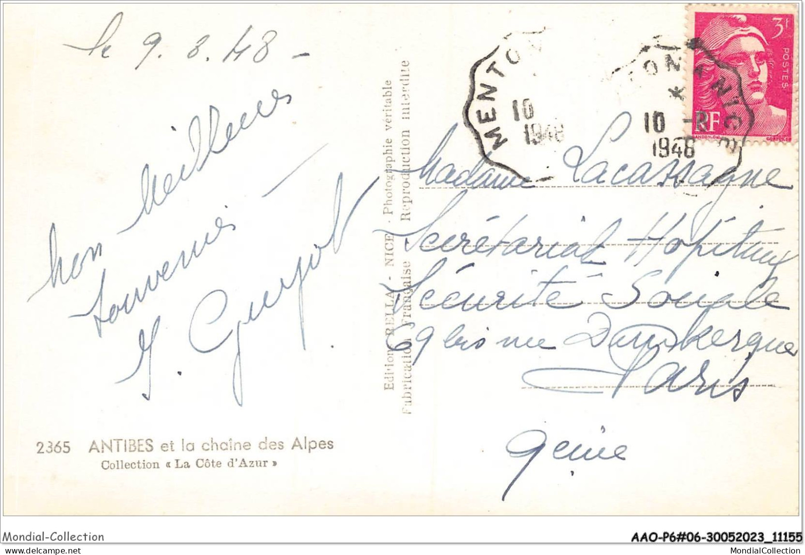 AAOP6-06-0531 - ANTIBES Et La Chaine Des Alpes - Antibes