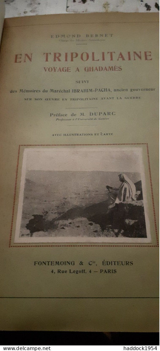 En Tripolitaine Voyage à GHADAMÈS EDMOND BERNET Fontemoing Et Cie 1912 - Géographie