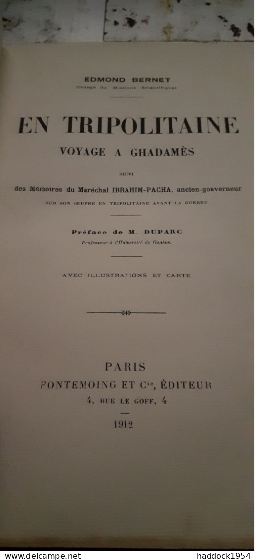 En Tripolitaine Voyage à GHADAMÈS EDMOND BERNET Fontemoing Et Cie 1912 - Geographie