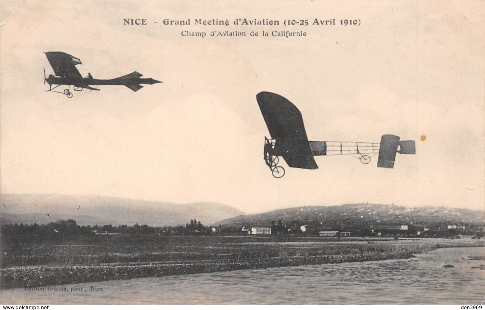 NICE (Alpes-Maritimes) - Grand Meeting D'Aviation (10-25 Avril 1910) - Avions Champ De La Californie - Voyagé (2 Scans) - Transport Aérien - Aéroport