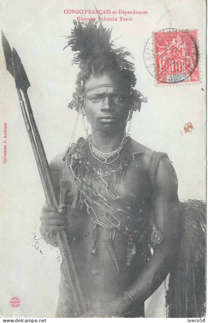1909  Congo Français Et Dépendances    "  Guerrier Pahouin  Yenvi   "   ( Pour Charleville ) - French Congo