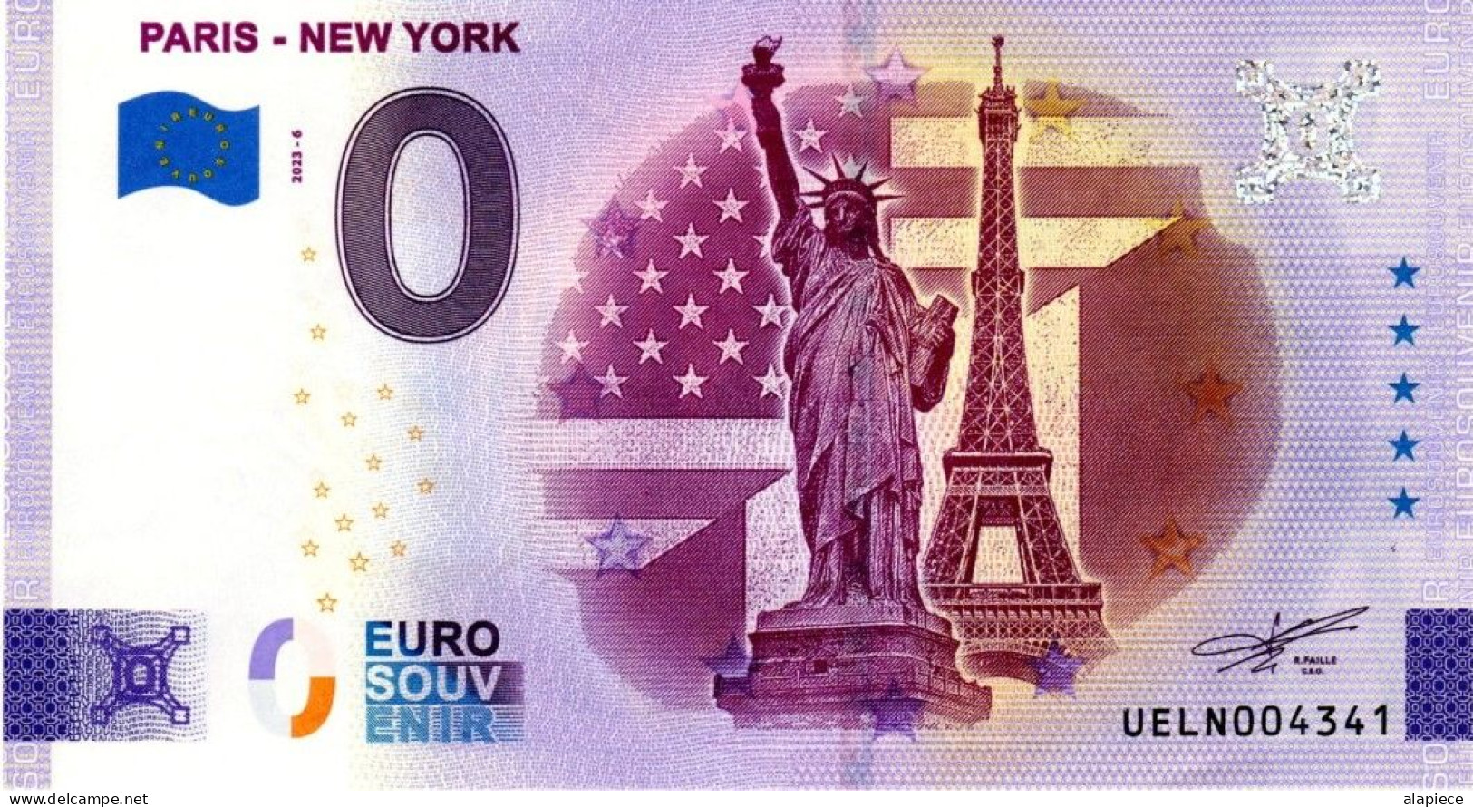 Billet Touristique - 0 Euro - France - Paris-New York (2023-6) - Privéproeven