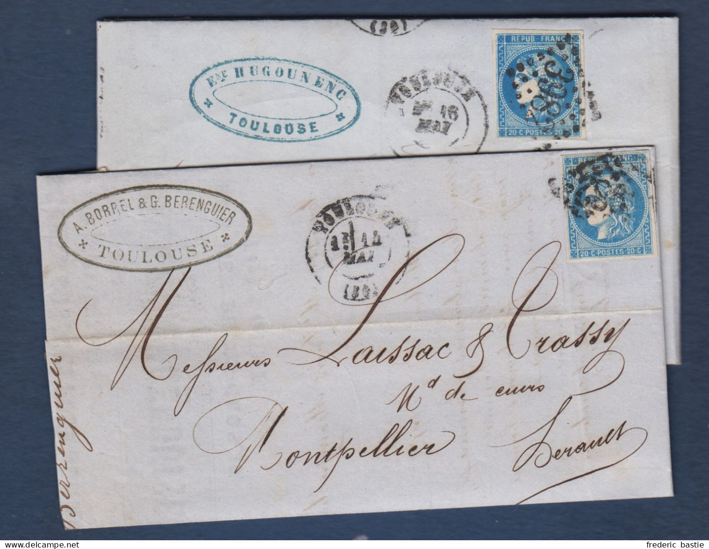 Bordeaux - N° 46B Sur 2 Lettres De Toulouse - 1870 Bordeaux Printing