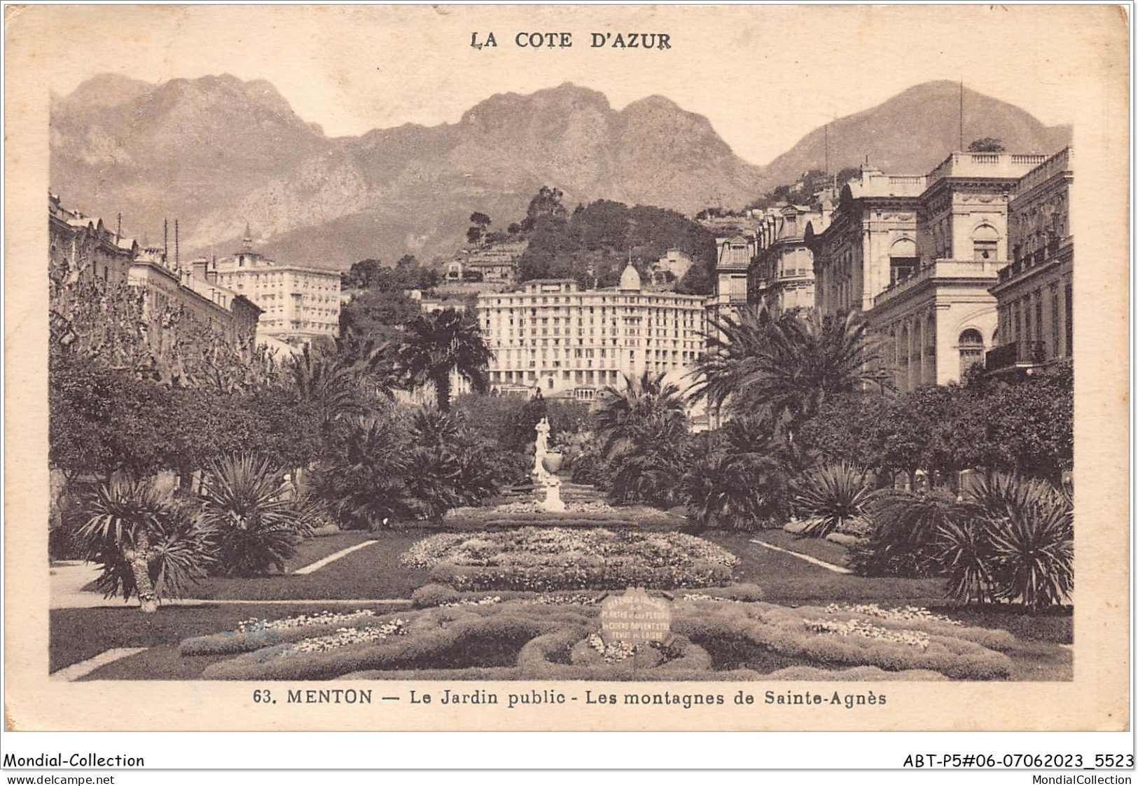 ABTP5-06-0450 - MENTON - Le Jardin Public - Les Montagnes De Sainte-Agnes - Menton