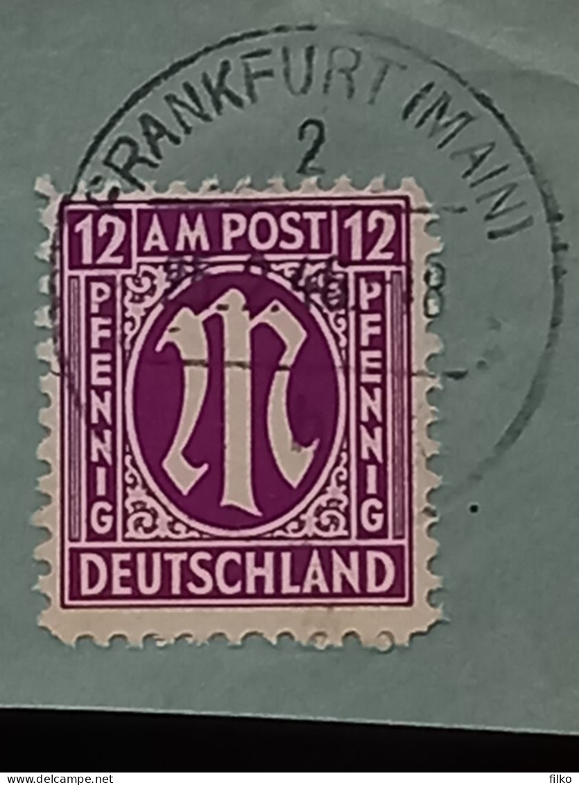 Germani,Bizone,12pf. Mi#7,cancel:Frankfurt(Main),25.02.1946,as Scan - Briefe U. Dokumente