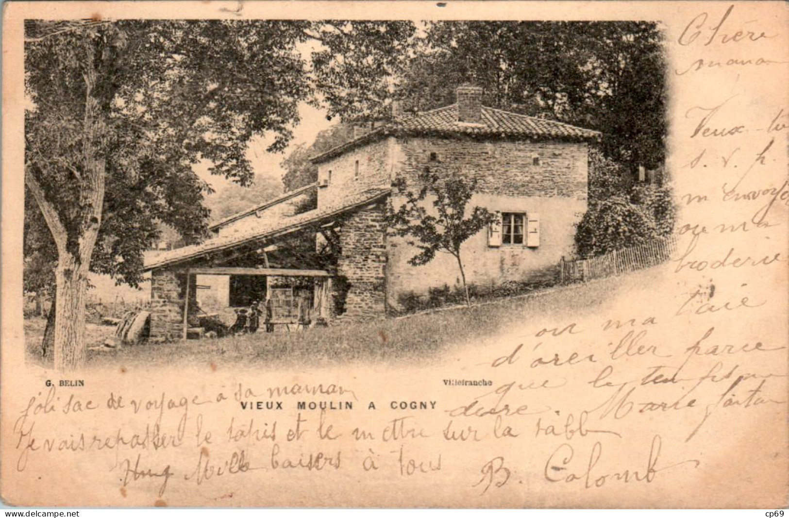 Cogny Canton Villefranche-sur-Saône Vieux Moulin Moulin à Eau Water Mill Rhône 69640 Dos Non Divisé Cpa Voyagée En 1902 - Autres & Non Classés