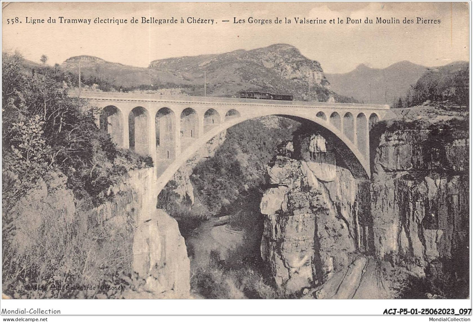 ACJP5-01-0367 - BELLEGARDE - Ligne Du Tramway électrique à Chezery - Les Gorges De La Valserine Et Le Pont Du Moulin  - Bellegarde-sur-Valserine