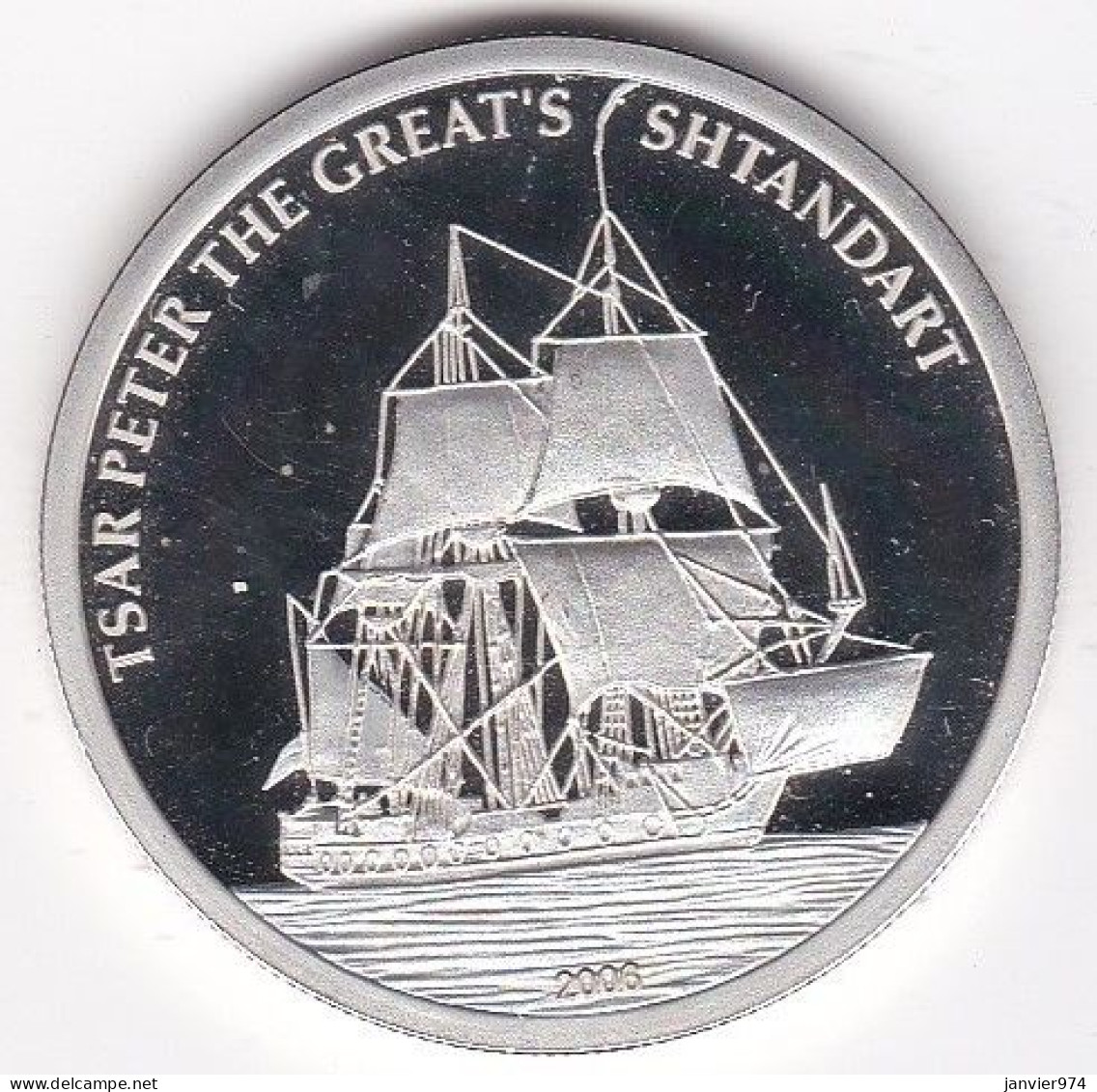 Palau . 5 Dollars 2006 Proof, Tsar Peter The Great’s ShtandaProof, Tsar Peter The Great’s Shtandart. Bateau. FDC. Argent - Palau