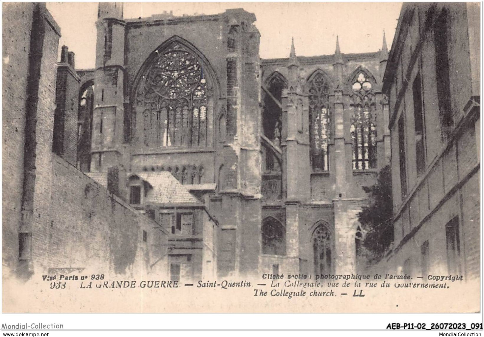 AEBP11-02-1043 - LA GRANDE GUERRE - Saint-Quentin - La Collégiale - Vue De La Rue Du Gouvernement  - Saint Quentin