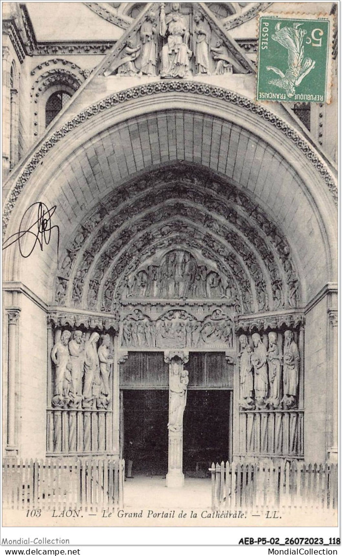 AEBP5-02-0447 - LAON - Le Grand Portail De La Cathédrale  - Laon