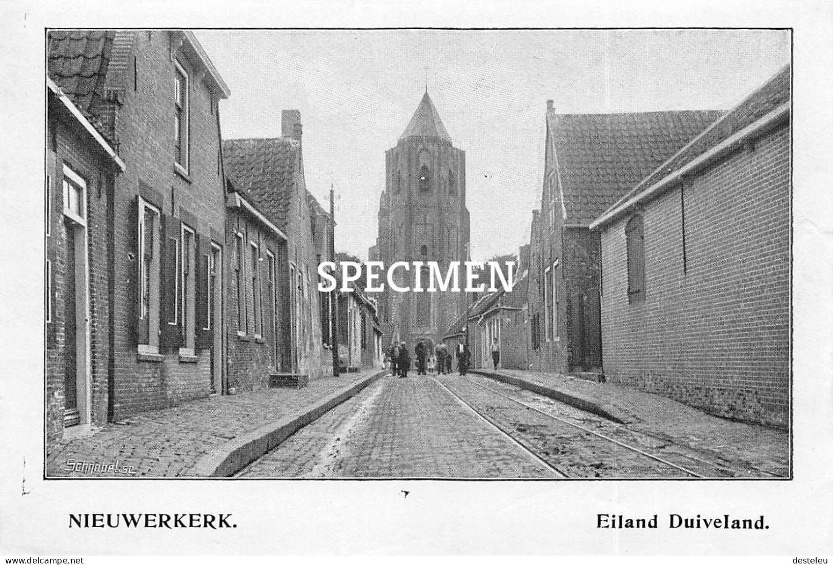Prent - Eiland Duiveland - Nieuwerkerk  - 8.5x12.5 Cm - Other & Unclassified