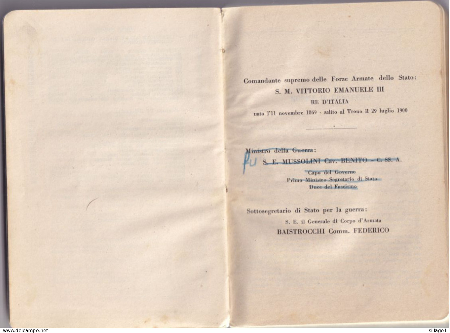 S. M. VITTORIO EMANUELE III RE D'ITALIA - S. E. MUSSOLINI Cav. BENITO - BAITROCHI Comm. FEDERICO - 1936 - Guerre 1939-45