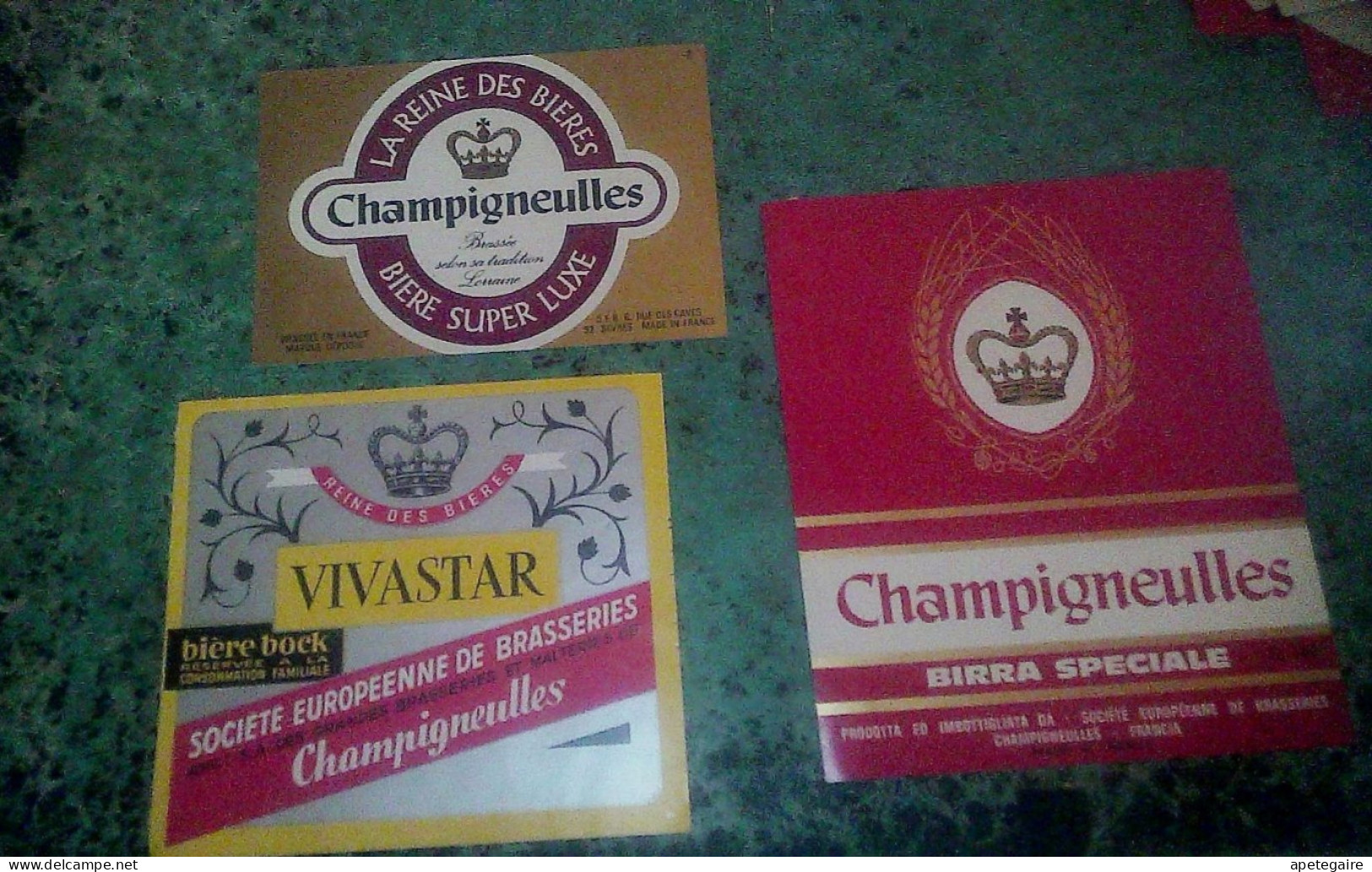 Etiquettes De Bière D'Alsace Lot X3 Société Européenne De Brasserie Champigneulles Bière Spéciale, Vivastar & Super Luxe - Bière