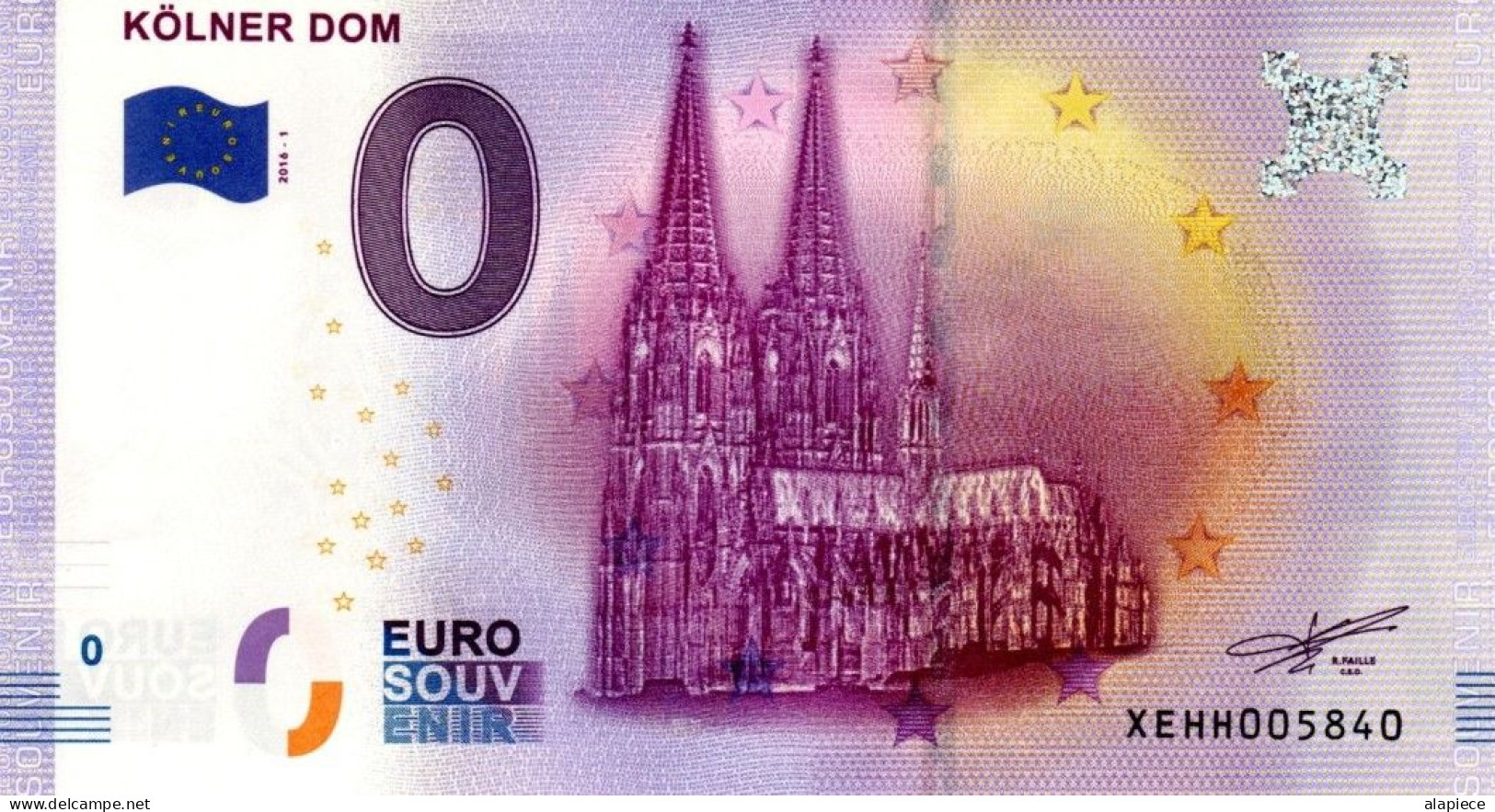 Billet Touristique - 0 Euro - Allemagne - Kölner Dom (2016-1) - Private Proofs / Unofficial