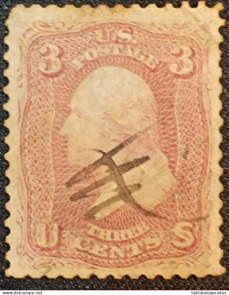 USA G.Washington 3c 1861 - 66 Used VF Rare Pen Cancellation - Oblitérés