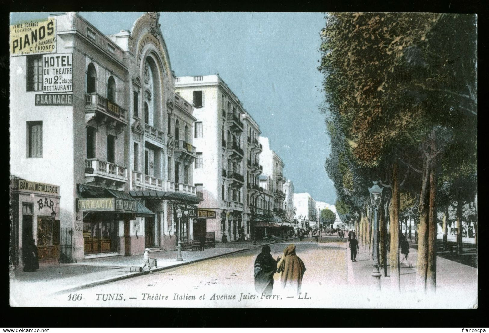 973 - TUNISIE - TUNIS - Théâtre Italien Et Avenue Jules Ferry - Tunesië
