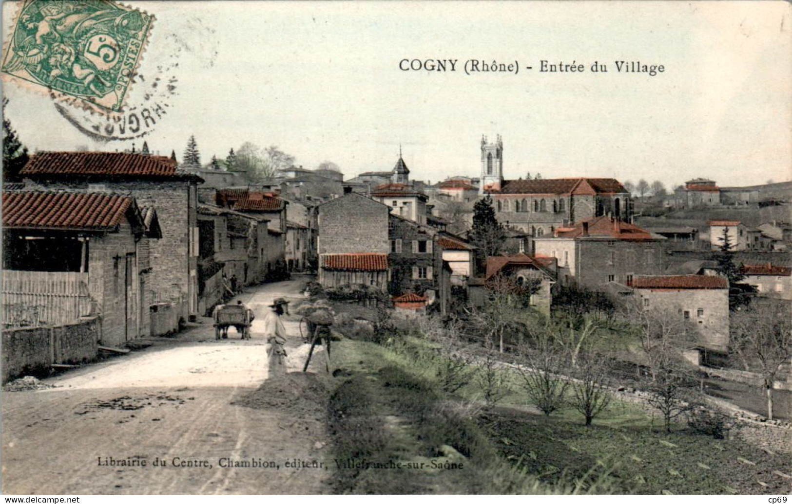 Cogny Canton Villefranche-sur-Saône Entrée Du Village Rhône 69640 Cpa Couleur Voyagée En TB.Etat - Other & Unclassified