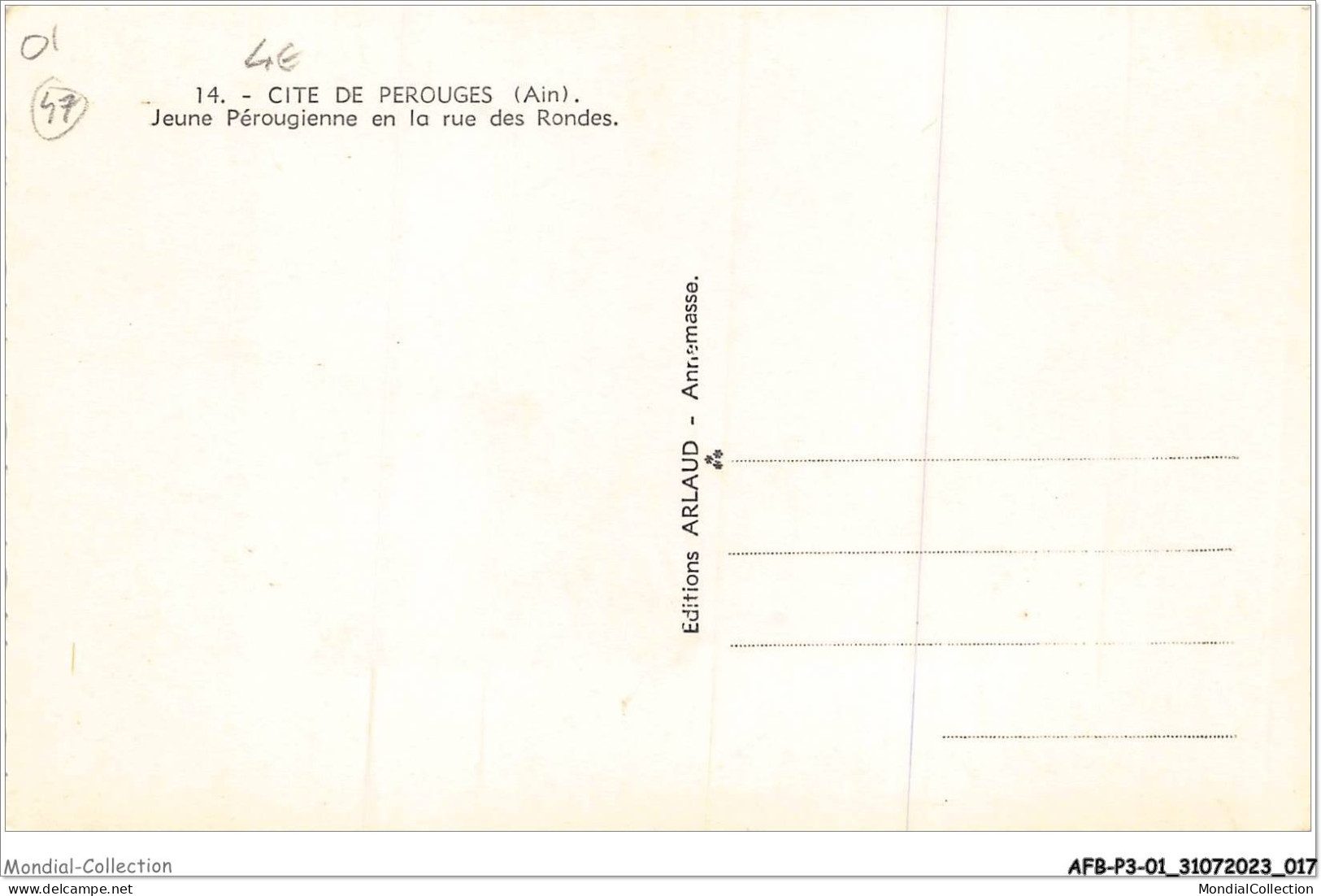 AFBP3-01-0231 - PEROUGES - Jeune Pérougienne En Le Rue De Rondes - Pérouges