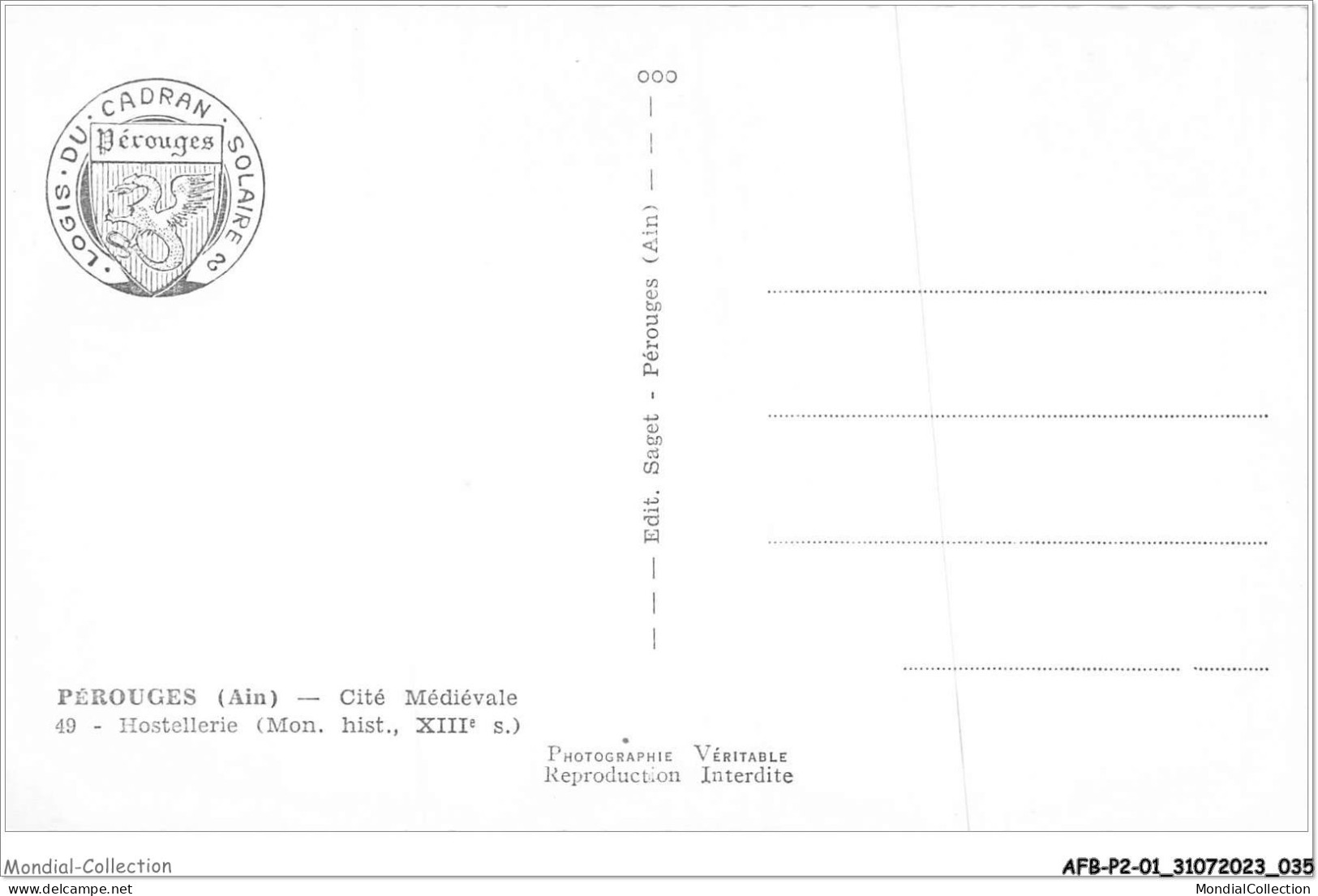 AFBP2-01-0125 - PEROUGES -  Cités Médiévale 49 - Hostellerie Mon Hist XIII - Pérouges