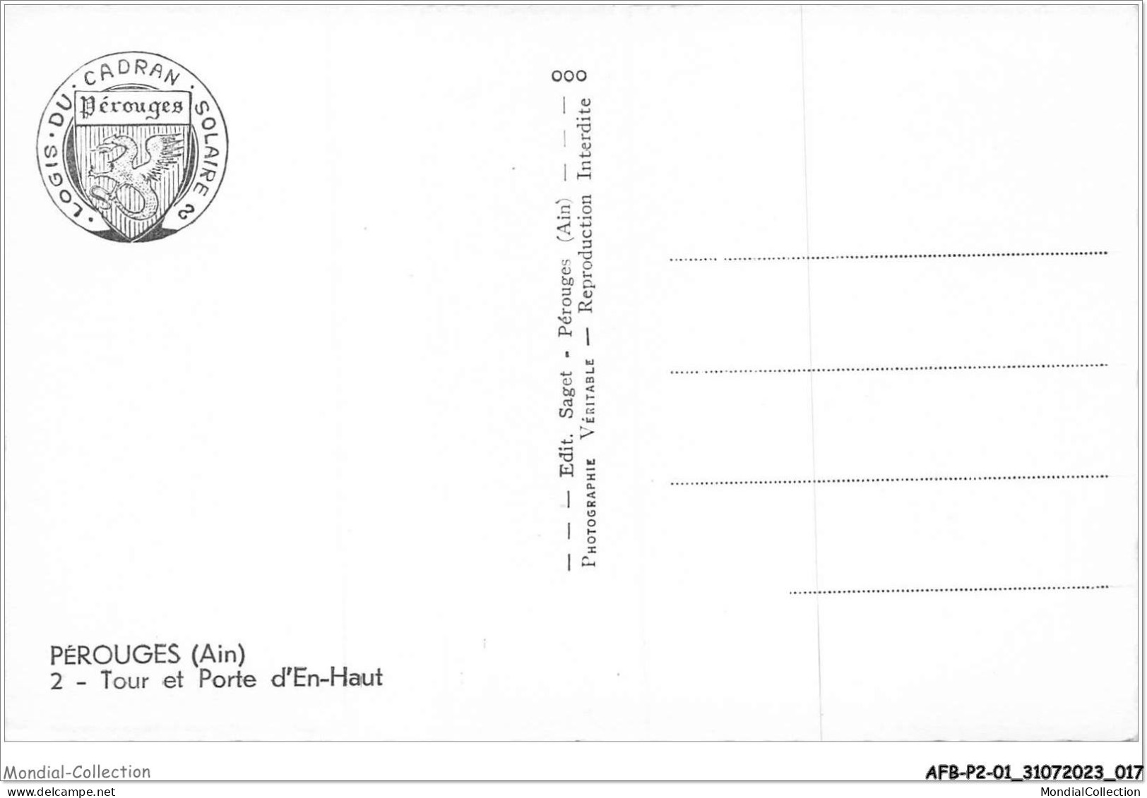 AFBP2-01-0116 - PEROUGES - Tour Et Oporte D'en-haut - Pérouges