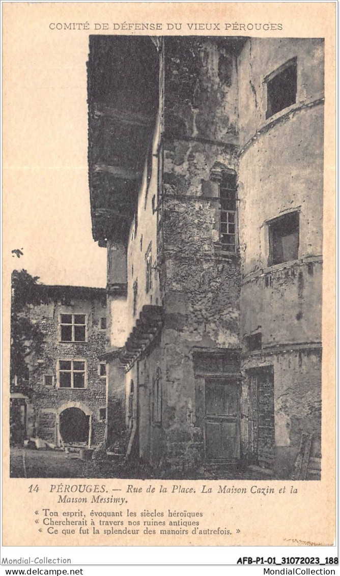 AFBP1-01-0095 - PEROUGES -  Rue De La Place - La Maison Gazin Et La Maison Messimy - Pérouges