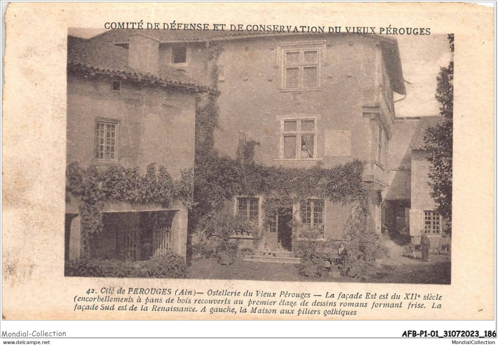 AFBP1-01-0094 - PEROUGES -  Ostellerie Du Vieux Péerouges - La Façade Est Est Du XII Siêcle - Pérouges