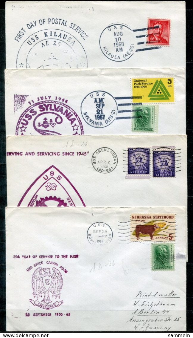 USA Schiffspost, Navire, Paquebot, Ship Letter, USS Kilauea, Sylvania, Senandoah, Bryce Canyon - Poststempel